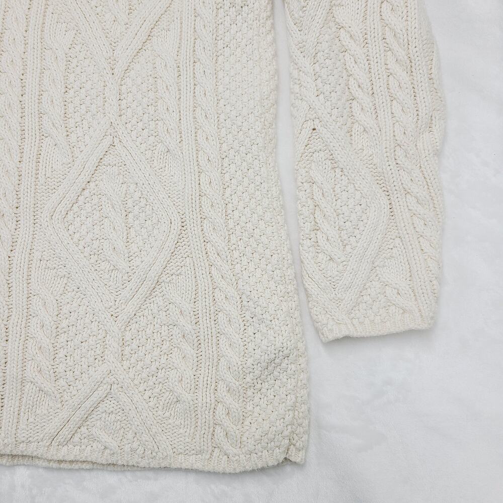 Eddie Bauer Cableknit Sweater V-Neck Cream Plus Fisherman Aran Style XXL - Picture 6 of 10